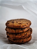 A stack of chocolate chip cookies