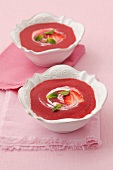 Cold strawberry and melon soup