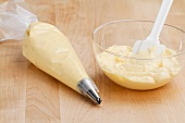 French buttercreme in a piping bag