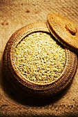 Freekeh; Roasted Baby Wheat Grains; In a Basket