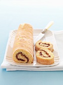 Swiss roll filled with jam