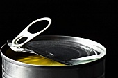 Can of food opened with pull tab