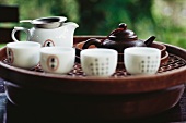 Chinese tea set on tea tray
