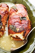 Chicken wrapped in ham with ricotta