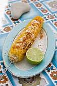 Grilled corn cob with lime