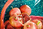 Pomegranates in basket