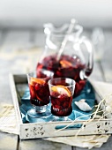 Sangria with cherries and oranges