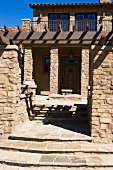 Front entrance to Tuscan style home