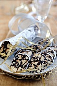Chocolate biscuit rolls as gifts