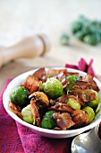 Brussels sprouts with chestnuts and fried bacon