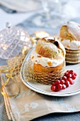Mini panettone filled with cream and candied fruits