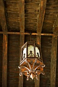 Old wrought iron lantern style chandelier