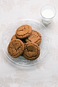 A Plate of Molasses Cookies with a Glass of Milk