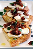 Bruschetta contadina (toasted bread topped with mozzarella and tomatoes)