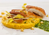 Pan Sauteéd Fish Fillets with Corn Compote and Creamed Spinach