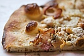 Clam, Bacon and Garlic Pizza; Close Up