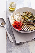 Grilled vegetables with herb oil
