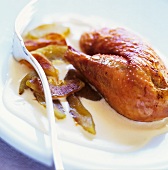 Roast chicken with apple wine and Calvados (Normandy, France)