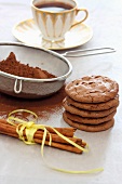 Flourless hazelnut and chocolate biscuits with cinnamon