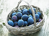 Plums in basket