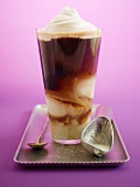 Chocolate and Vanilla Ice Cream Float; Spoon and Ice Cream Scoop