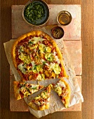 Eggplant, Mozzarella and Basil Pizza with a Side of Pesto Dipping Sauce