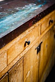 Worn Vintage Countertop and Cabinet