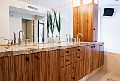 Bamboo cabinets in bathroom