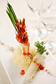 Wrap mit Shrimps und Frühlingszwiebeln