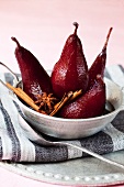 Pears in red wine with cinnamon and star anise