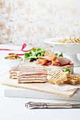 Ham and cream cheese terrine with chives and mustard for Christmas