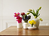 Pretty Flower Arrangements in White Vases