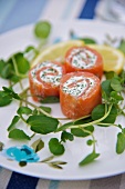 Salmon rolls with cream cheese for Easter