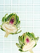 Two artichoke halves (view from above)