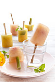 Ice lollies made with tea and fruit juice