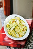 Courgette salad with spring onions an croutons
