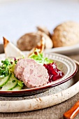 Ardenne pate with lingonberry jam, salad and Melba toast