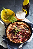 A frittata with potatoes, beetroot and goat's cheese