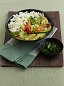 Green chicken curry with rice