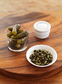 Capers, gherkins and salt