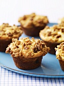 Homemade Muffins on a Blue Platter