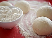 Balls of Dough with Flour