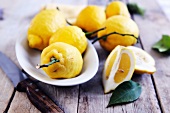 An arrangement of organic lemons from the Amalfi coast, Italy