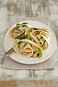 Grilled turkey breast, cucumber and mayonnaise wraps