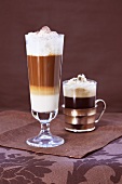 Caffe latte and an Einspänner (Austrian mocha with whipped cream)