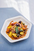 Osso buco in a red wine and vegetable sauce