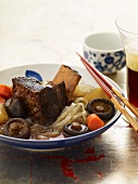 Korean Style Short Ribs with Noodles and Chopsticks