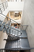 U Shaped staircase viewed from above in modern home