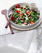 Dish of strawberry chicken salad