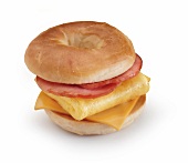 Ham, Egg and Cheese Breakfast Sandwich on a Bagel